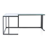 Pilsen Graphite L-Shaped Desk with Glass Top.
