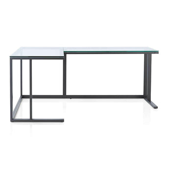 Pilsen Graphite L-Shaped Desk with Glass Top.