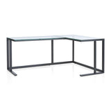 Pilsen Graphite L-Shaped Desk with Glass Top.