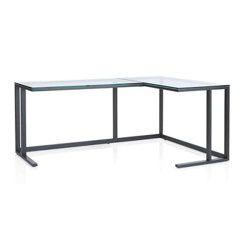 Pilsen Graphite L-Shaped Desk with Glass Top.