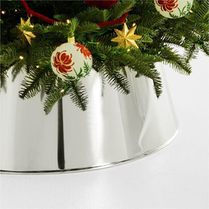 Falda para árbol de Navidad de metal cromado pulido de 27"