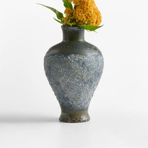 Pompeii Ceramic Low Wide Urn Vase 9"