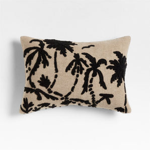 Cojín reversible de rayas con palmera bordada Praia