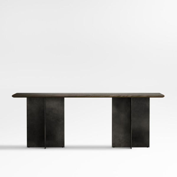 Mesa consola rectangular de madera de fresno ebonizado y metal Preto