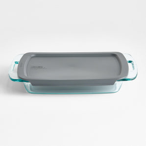 Fuente para hornear rectangular Pyrex con tapa