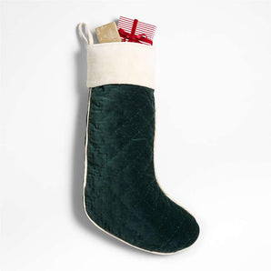 Calcetín navideño de terciopelo acolchado verde