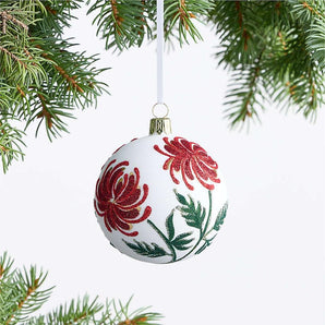 Adorno navideño de crisantemo rojo europeo