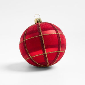 Glitter Plaid Ball ChristmasTree Ornament