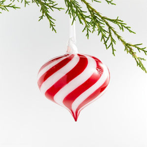 Adorno navideño de cebolla de vidrio rayado