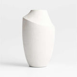Slope White Ceramic Vase 12.25".