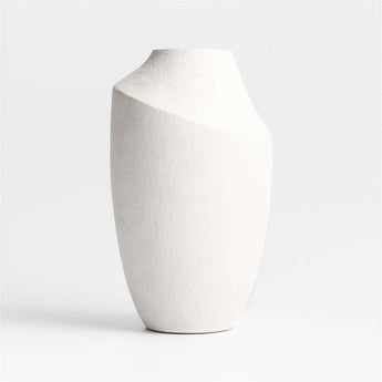 Slope White Ceramic Vase 12.25".