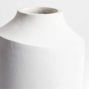 Slope White Ceramic Vase 12.25".