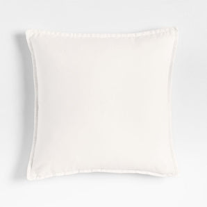 Cojín de terciopelo de algodón orgánico lavado y relajado, blanco