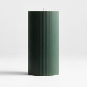 Spruce Green Ribbed Pillar Candle