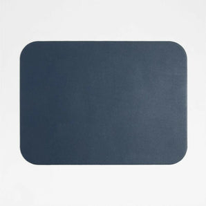 Rizzo Easy Care Recycled Leather Reversible Navy and Natural Rectangular Placemat.