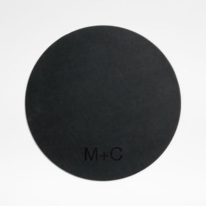 Faux Leather Round Placemat Blac.