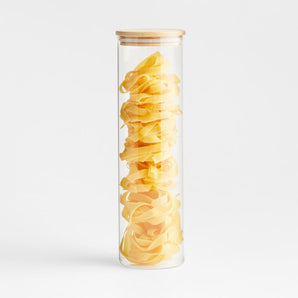 Round Glass Canister with Bamboo Lid