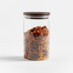 Crate & Barrel Glass Canister with Wood Lid
