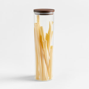 Round Glass Canister with FSC-Certified Dark Acacia Wood Lids