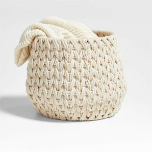 Rulon White Medium Open Storage Tote Basket.