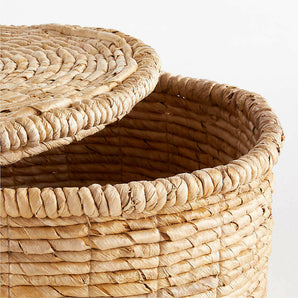 Seaton Round Woven Storage Basket with Lid