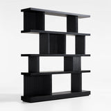 Shelter 72" Wide Charcoal Wood Open Room Divider Bookcase with Shelves.