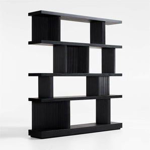 Shelter 72" Wide Charcoal Wood Open Room Divider Bookcase with Shelves.