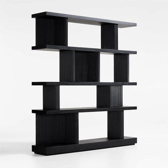 Shelter 72" Wide Charcoal Wood Open Room Divider Bookcase with Shelves.