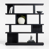 Shelter 72" Wide Charcoal Wood Open Room Divider Bookcase with Shelves.