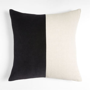 Ska Colorblock  Velvet Linen Pillow with Down-Alternative Insert 23"