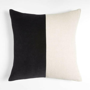 Ska Colorblock Velvet Linen Pillow with Down-Alternative Insert 23"