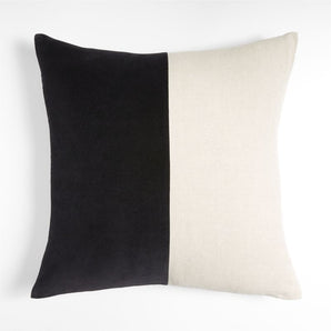 Ska 23" Colorblock Ink Velvet Linen Pillow