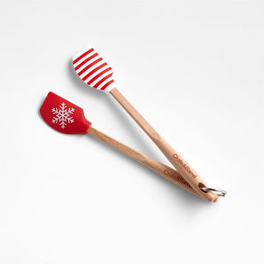 Snowflake and Stripe Mini Spatulas, Set of 2