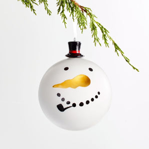Snowman Ball Christmas Tree Ornament with Ceramic Top Hat