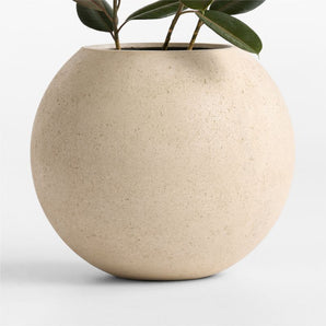 Sphere Lg Ivory Textured Planter.