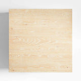 Stria Oversized Natural Oak Wood Square End Table with Tiered Shelves.