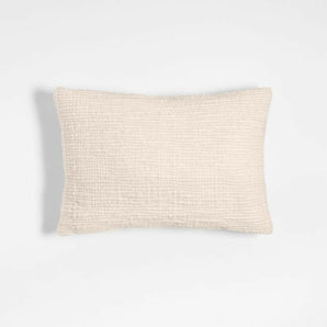 Sylvain 22"x15" Ivory Textured Wool Throw Pillow with Down-Alternative Insert