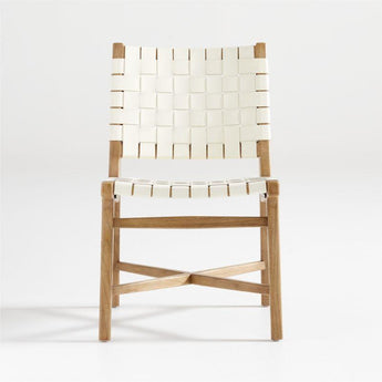 Taj White Leather Side Chair.