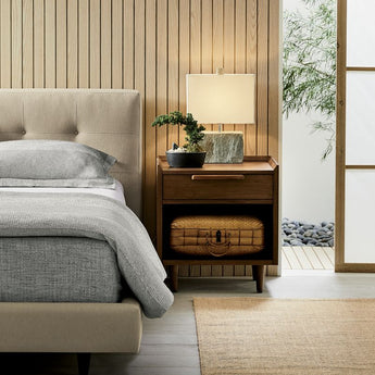 Tate Walnut 1D Nightstand.