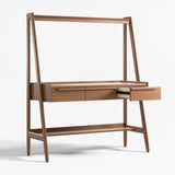 Tate 50" Walnut Wood Standing Desk with Drawers.