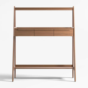 Tate 50" Walnut Wood Standing Desk with Drawers.
