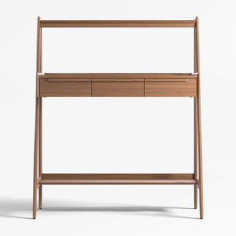 Tate 50" Walnut Wood Standing Desk with Drawers.