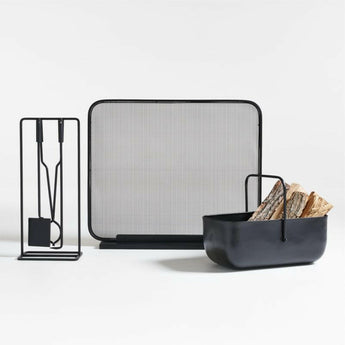 Telum Black Fireplace Screen.