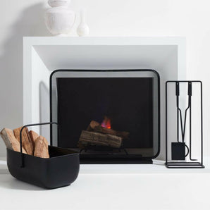 Telum Black Fireplace Screen.