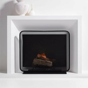 Telum Black Fireplace Screen.