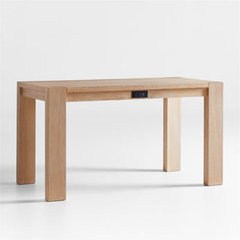Terra 54" Natural White Oak Wood Desk with Power Outlets.