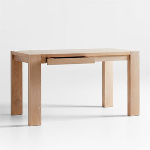 Terra 54" Natural White Oak Wood Desk with Power Outlets.