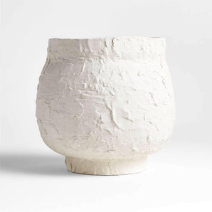 White Textured Ceramic Vase 9"
