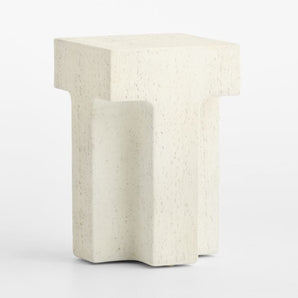 Tito Textured Faux Travertine 14" Side Table