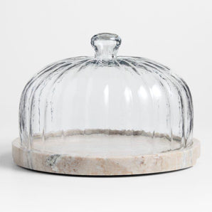 Tabla de quesos de mármol de 28 cm con campana de cristal de Tuscan Kitchen